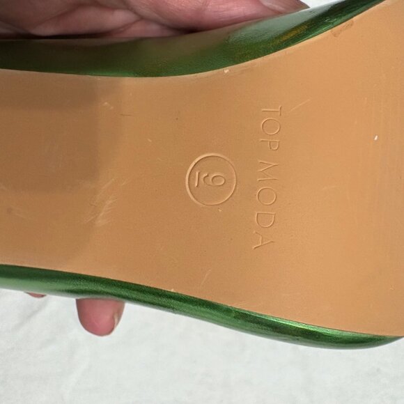 Metallic Green Top Moda Pointed Toe High Heels Womens Shoe Size 9 - Picture 3 of 16
